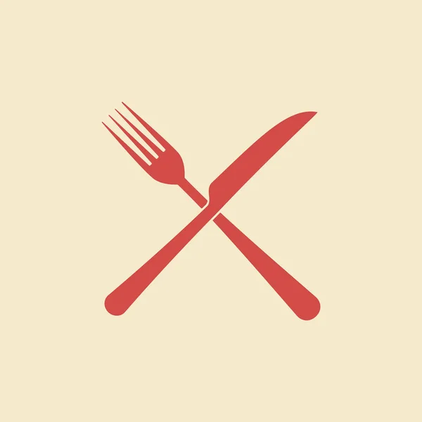 Couteau et fourchette vecteur plat icône — Image vectorielle