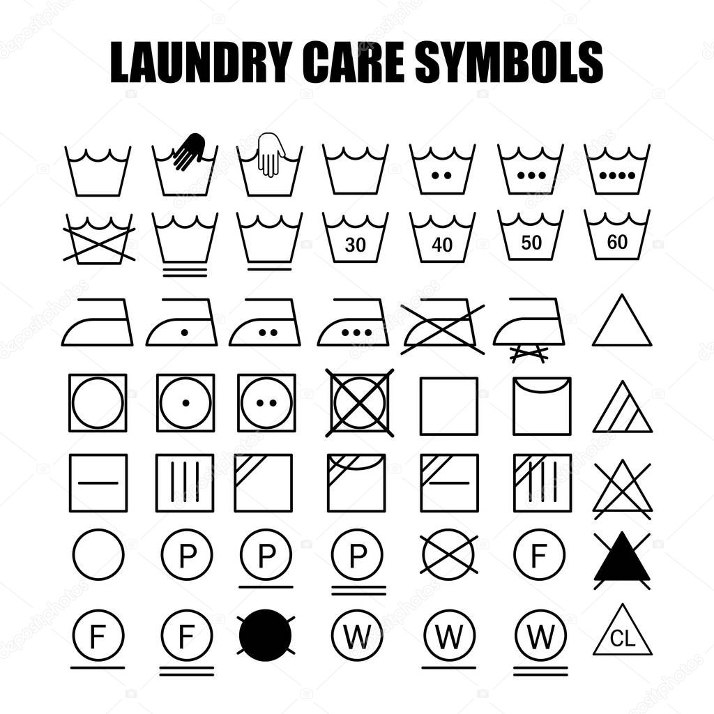 Laundry care symbols set