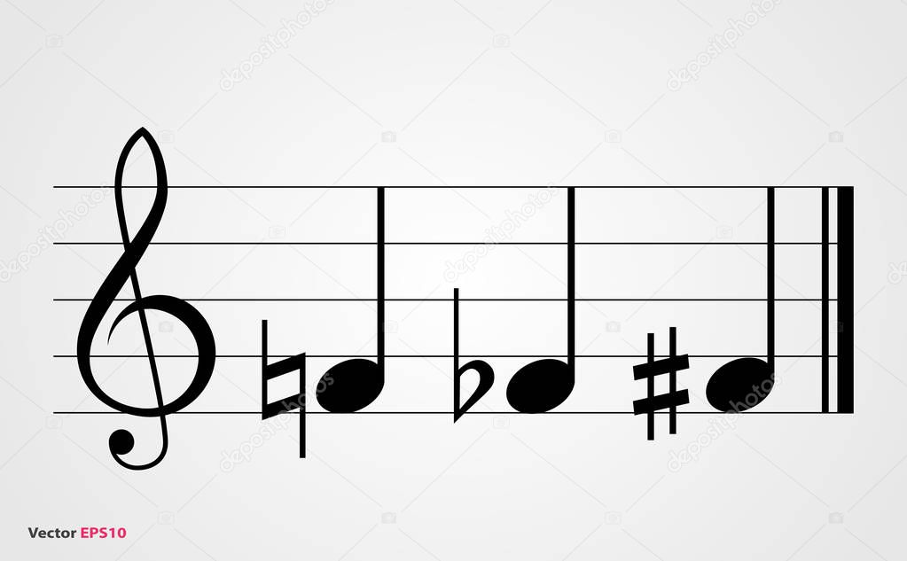 Flat, sharp and natural musical symbols