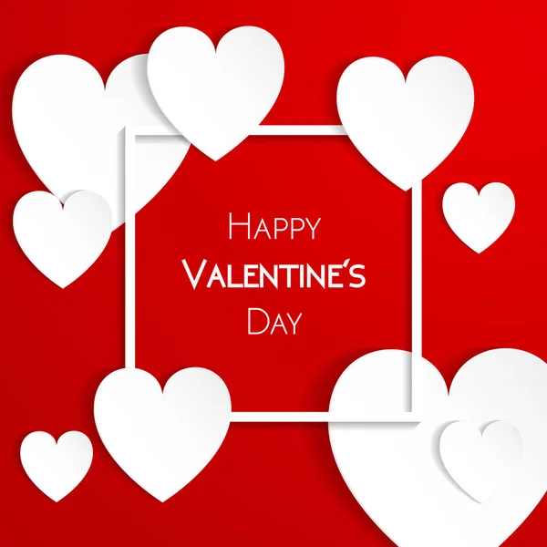 Tarjeta de felicitación feliz día de San Valentín con corazones — Vector de stock