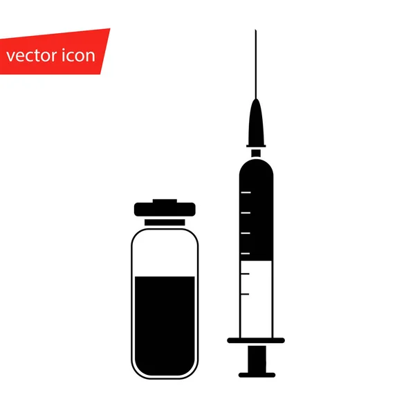 Jeringa aislada vector médico para vacuna inyectable — Archivo Imágenes Vectoriales