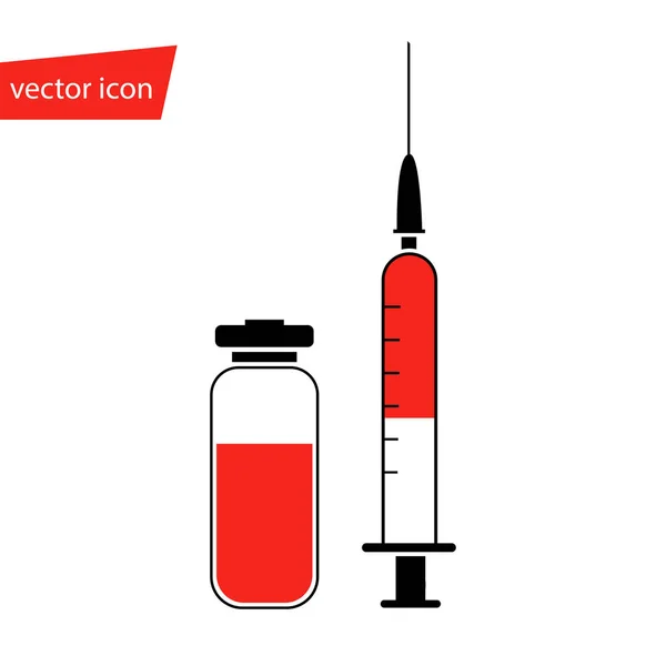 Jeringa aislada vector médico para vacuna inyectable — Archivo Imágenes Vectoriales