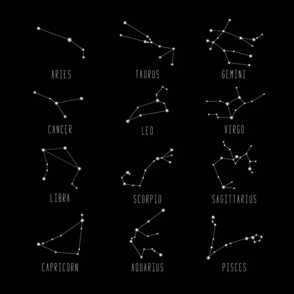 Set of zodiac constellation — Stock Vector