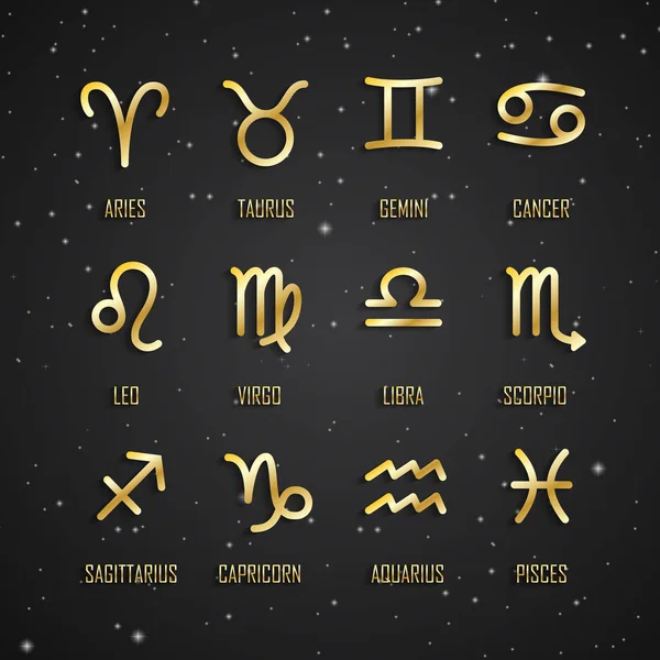 Ensemble de symboles du zodiaque — Image vectorielle