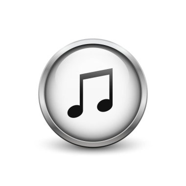 Müzik Not beyaz düğmesi metal çerçeve ile