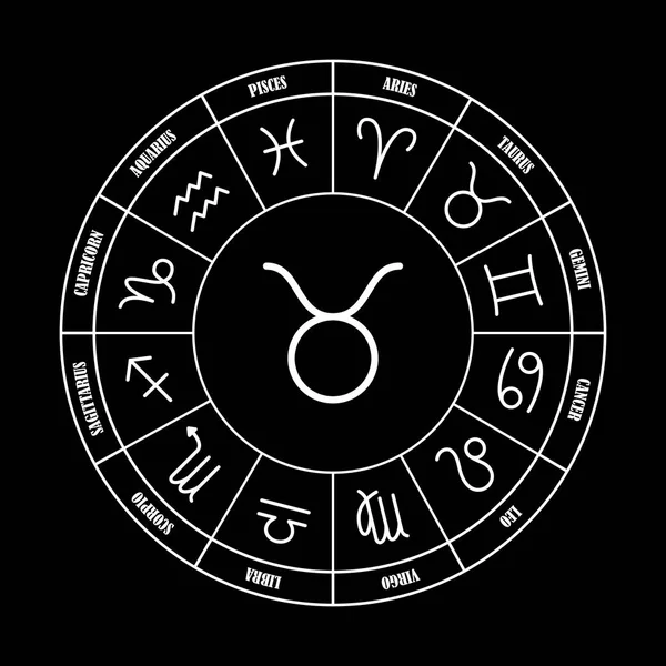 Astrología de Tauro cantar en círculo zodiacal — Vector de stock
