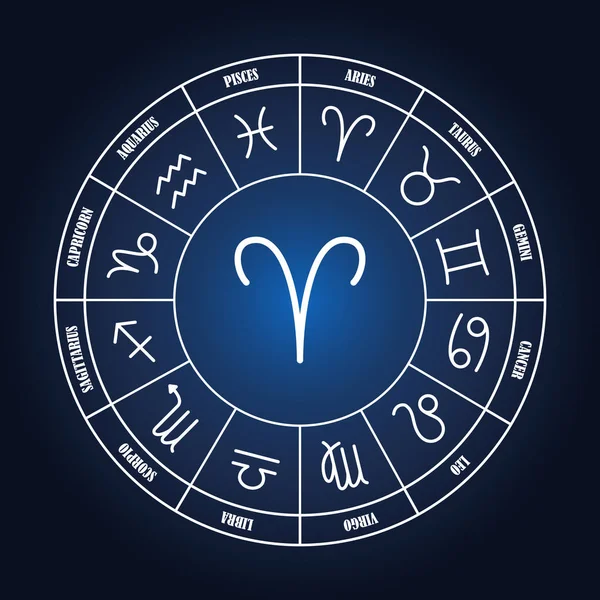 Aries astrologia cantar no círculo do zodíaco —  Vetores de Stock