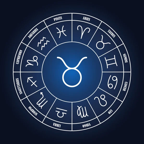 Таврическая астрология поет в зодиакальном круге — стоковый вектор