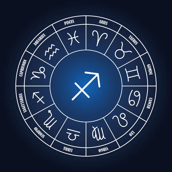 Sagittarius-Astrologie singt im Tierkreis — Stockvektor