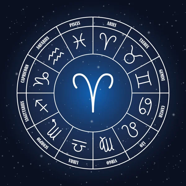 Aries astrologia cantar no círculo do zodíaco —  Vetores de Stock