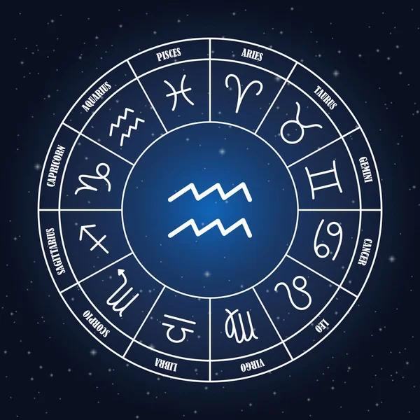 Aquarius Astrologia śpiewać w kręgu zodiaku — Wektor stockowy