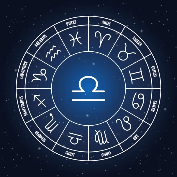 Libra astrologia cantar no círculo do zodíaco —  Vetores de Stock