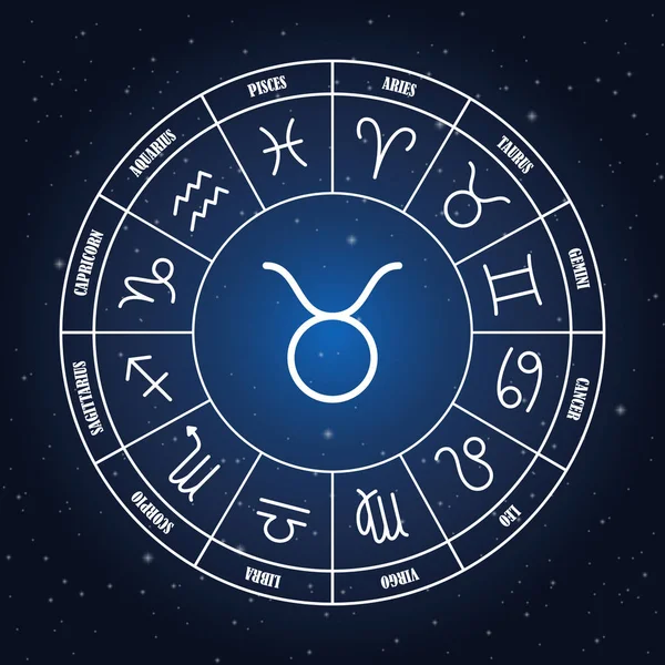 Touro astrologia cantar no círculo do zodíaco —  Vetores de Stock