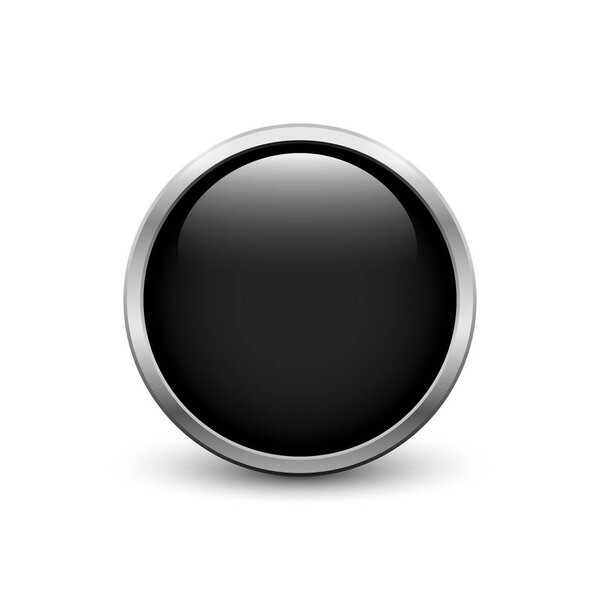 Black button with metal frame