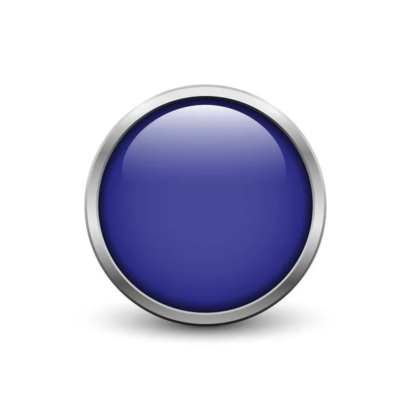 Dark blue button with metal frame — Stock Vector