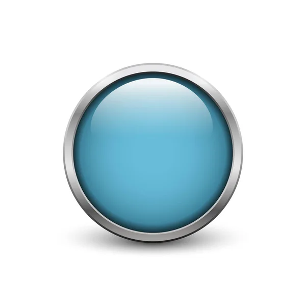 Blue button with metal frame — Stock Vector