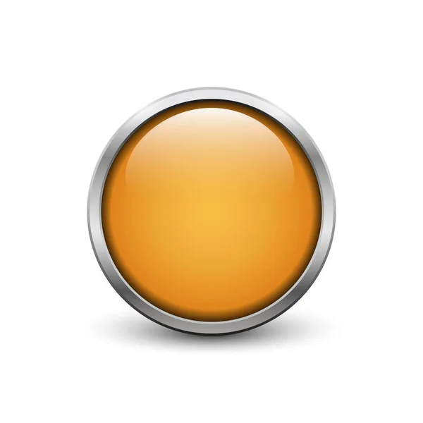 Orange button with metal frame — Stock Vector