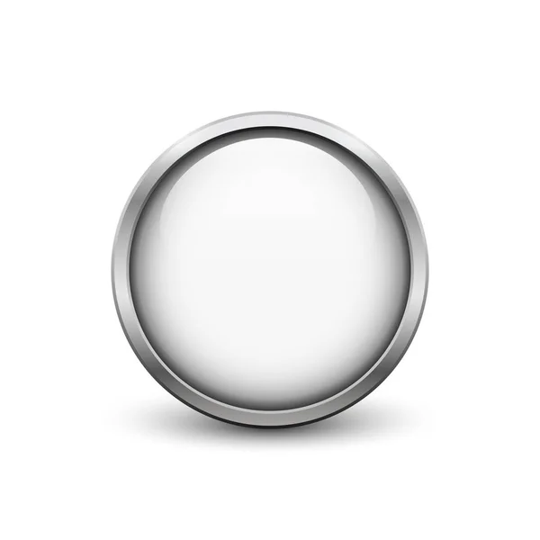 White button with metal frame — Stock Vector