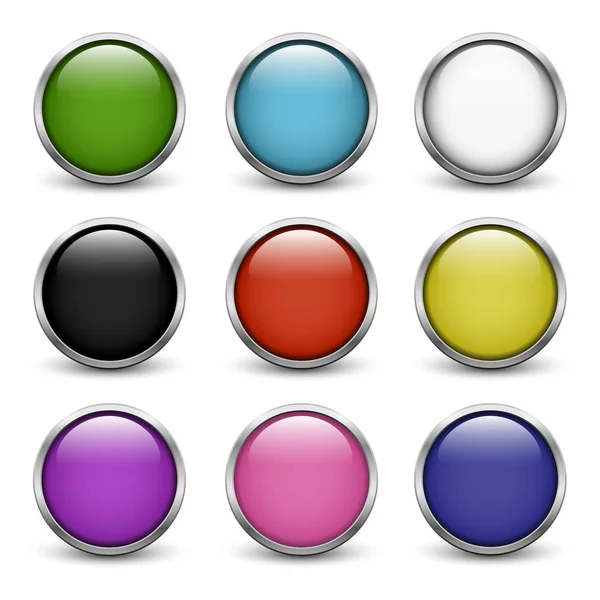Zestaw kolorowych szklanych przycisków — Wektor stockowy