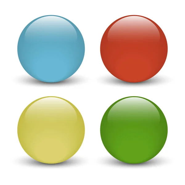 Set of four colored glass buttons — Stock Vector