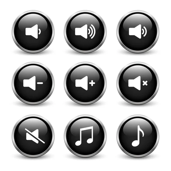 Ensemble de boutons sonores noirs — Image vectorielle