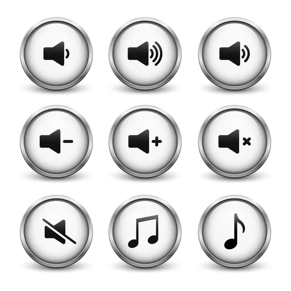 Conjunto de botões de som branco — Vetor de Stock