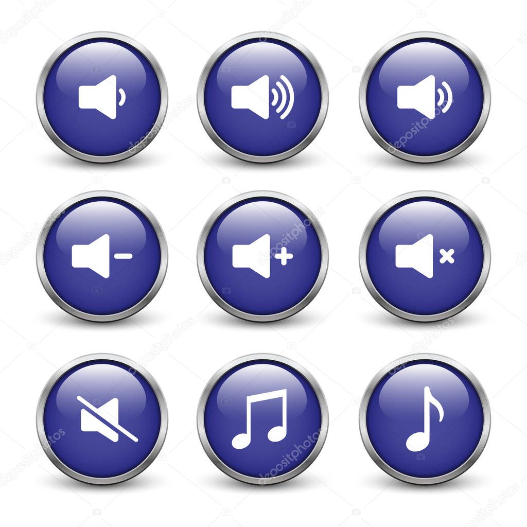 Set of blue sound buttons 