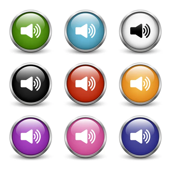 High Volume icons, set of nine colored buttons — Stock Vector