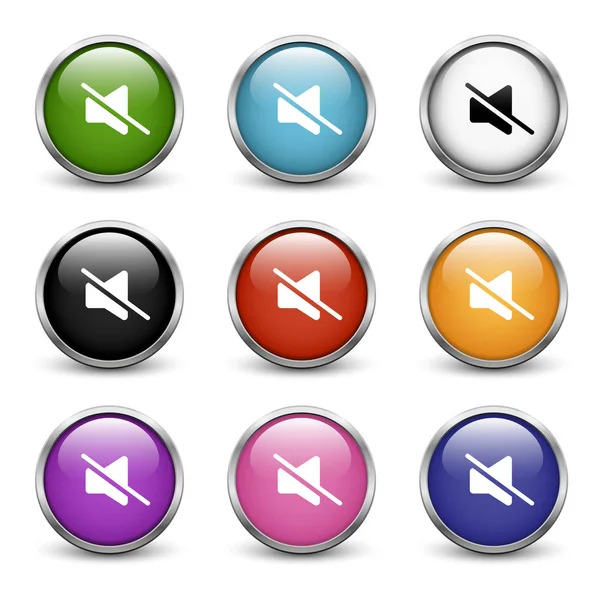 Iconos mudos, conjunto de nueve botones de color — Archivo Imágenes Vectoriales