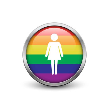 LGBT Gökkuşağı bayrağı lezbiyen siluet ile