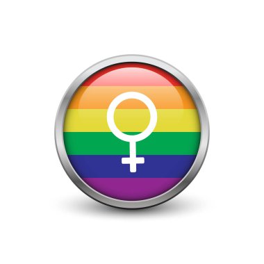 LGBT Gökkuşağı bayrağı lezbiyen cinsiyet simgesiyle