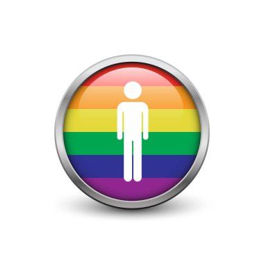 LGBT Gökkuşağı bayrağı ile eşcinsel siluet