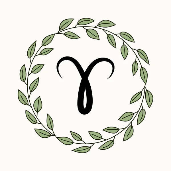 Dessin à la main plat aries symbole — Image vectorielle