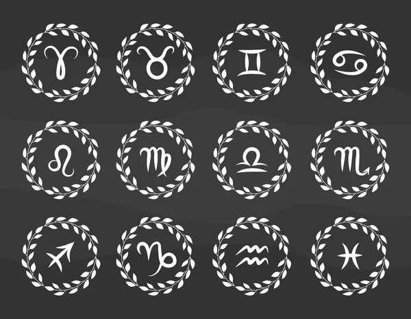 Набор символов зодиака с рисунком мелом — стоковый вектор