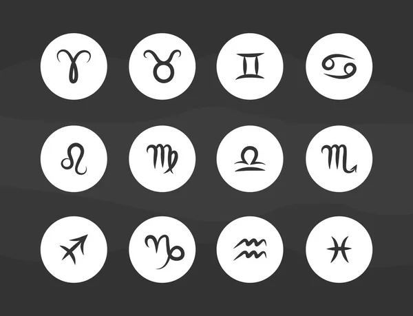 Conjunto de símbolos de zodiaco de dibujo a mano — Vector de stock