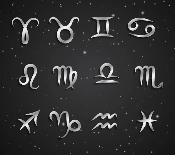 Uppsättning av hand ritning zodiac symboler — Stock vektor