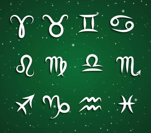 Conjunto de desenho à mão símbolos do zodíaco — Vetor de Stock