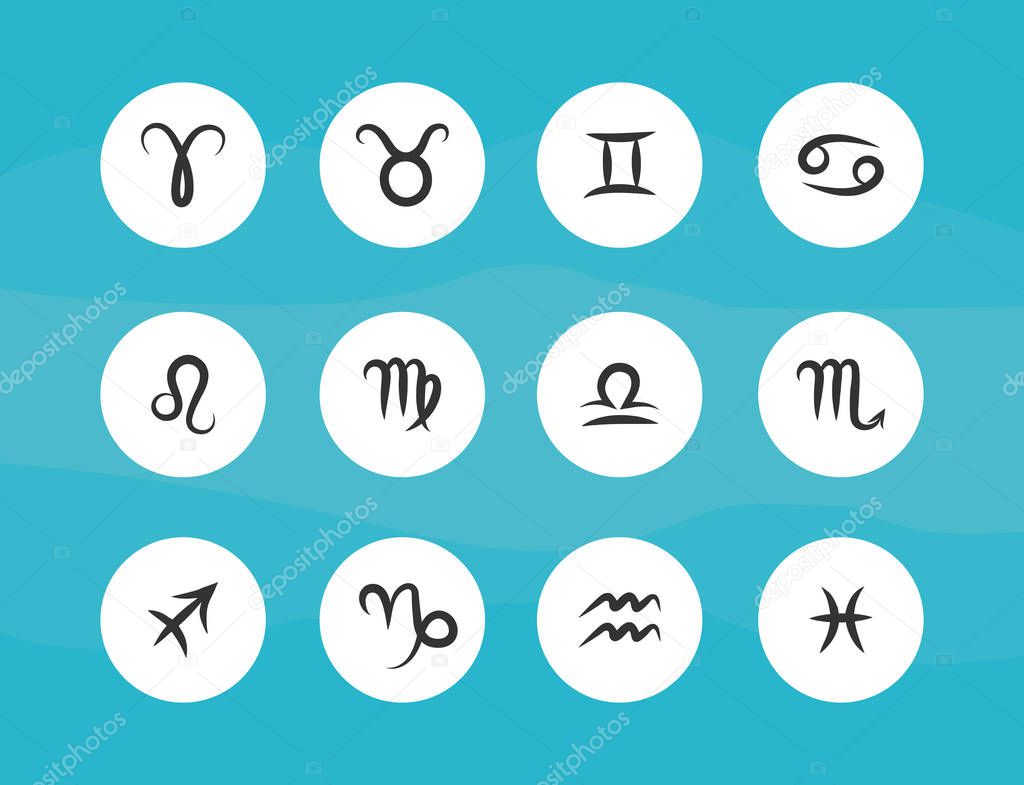 Set of hand drawing zodiac symbols