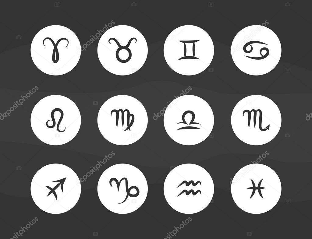 Set of hand drawing zodiac symbols