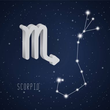 Vektör çizimi Akrep 3d sembolü ve takımyıldızı 