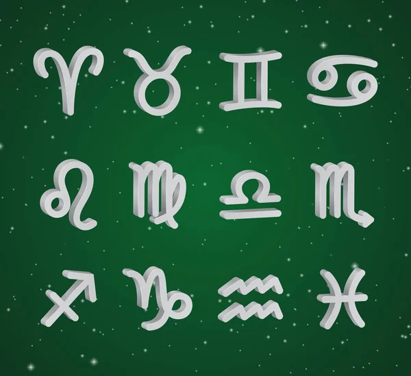 Набор 3D-символов зодиака — стоковый вектор