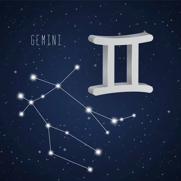 Illustration vectorielle du symbole et de la constellation Gemini 3D — Image vectorielle