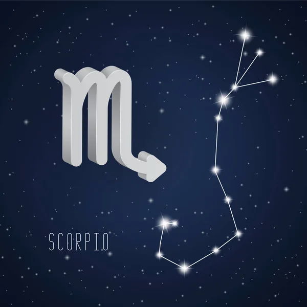 Vector illustration of Scorpio 3D symbol and constellation — Stock Vector
