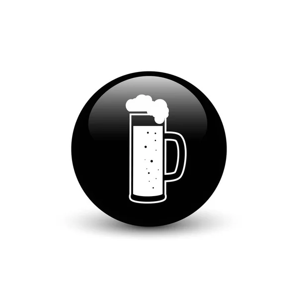 Cerveza brillante botón web negro — Archivo Imágenes Vectoriales