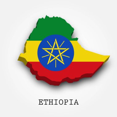 Etiyopya 3d harita-bayrak
