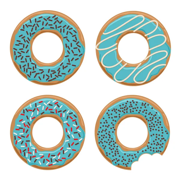 Set de cuatro rosquillas vidriadas vectoriales — Vector de stock