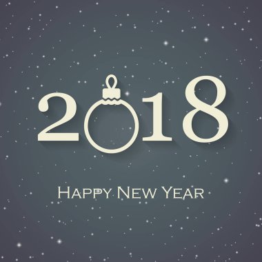 Noel top ve kar ile 2018 happy New Year gri tebrik kartı