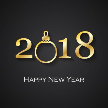 2018 mutlu yeni yıl tebrik kartı altın Noel topu ile siyah