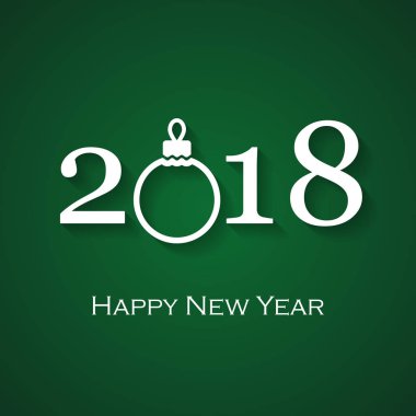Beyaz Noel top ile 2018 happy New Year yeşil tebrik kartı