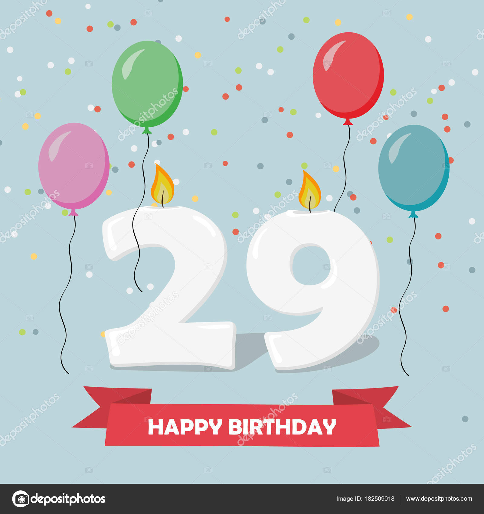 Ans Celebration Carte Voeux Joyeux Anniversaire Avec Bougies Confettis Ballons Image Vectorielle Par Soloviika C Illustration